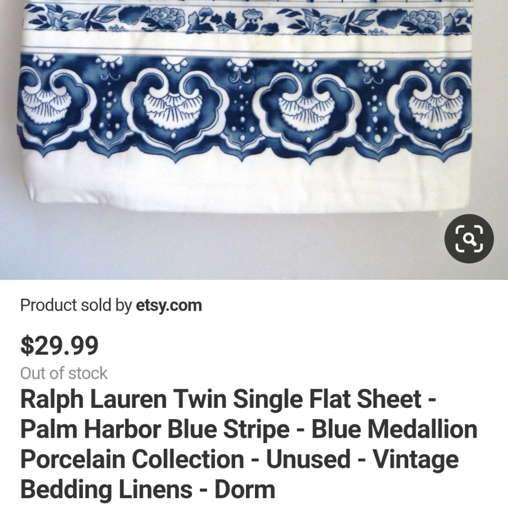 Vintage Ralph Lauren Twin Flat Sheet, Palm Harbor